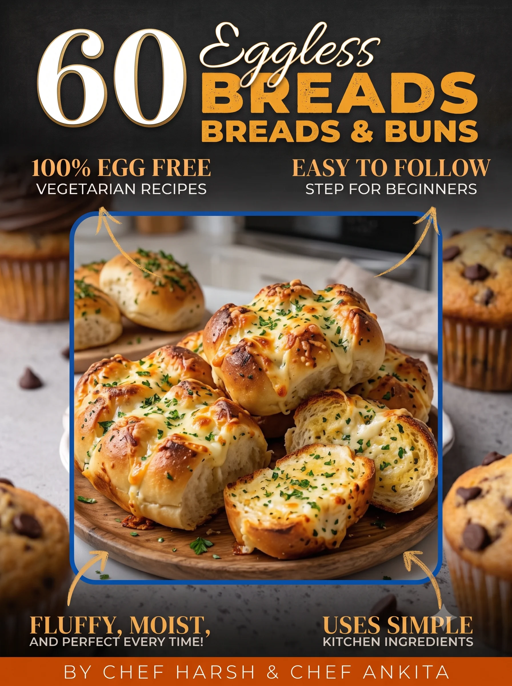 Page from the eggless bakery recipe collection showing included recipes