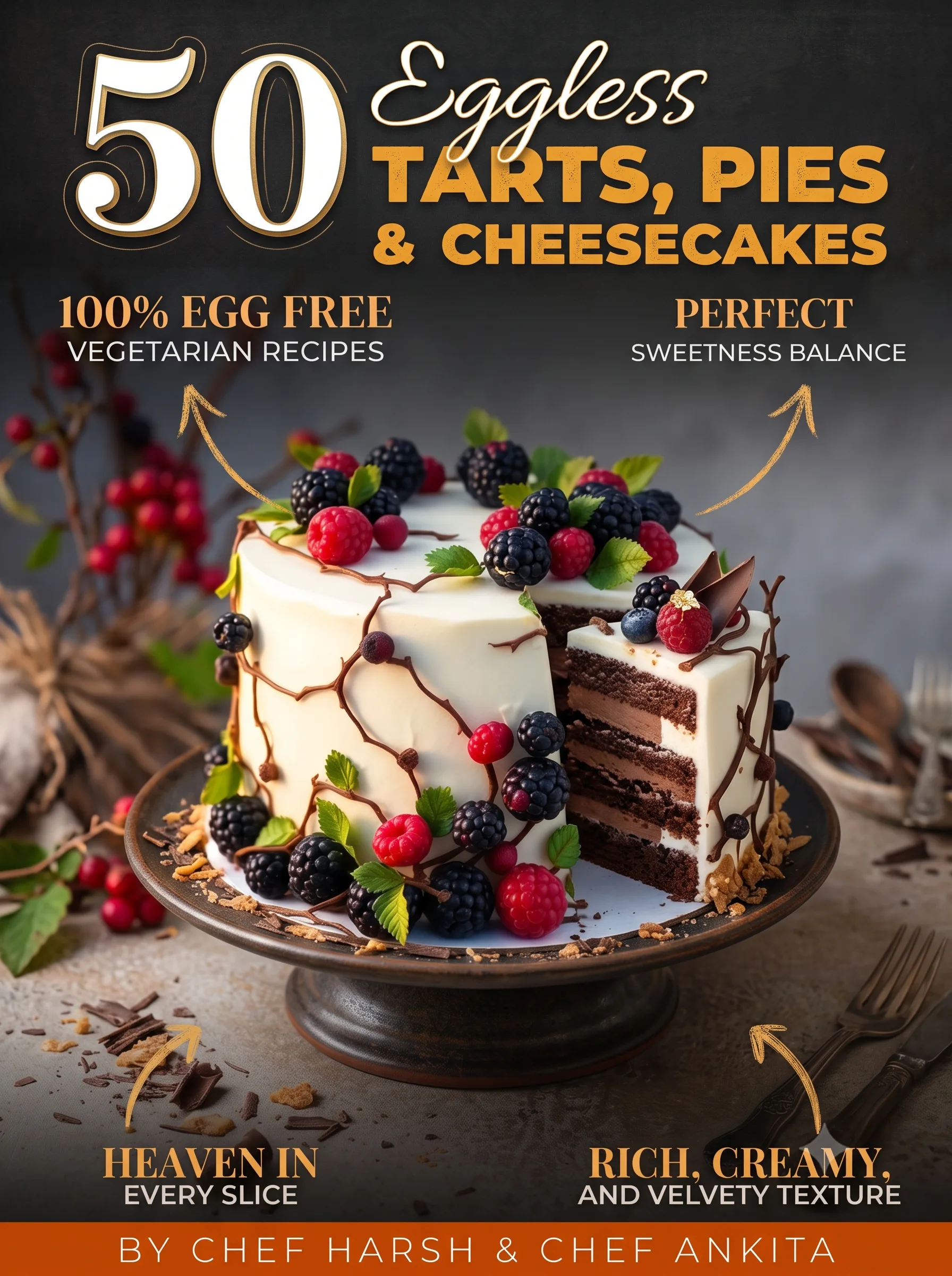 Page from the eggless bakery recipe collection showing included recipes