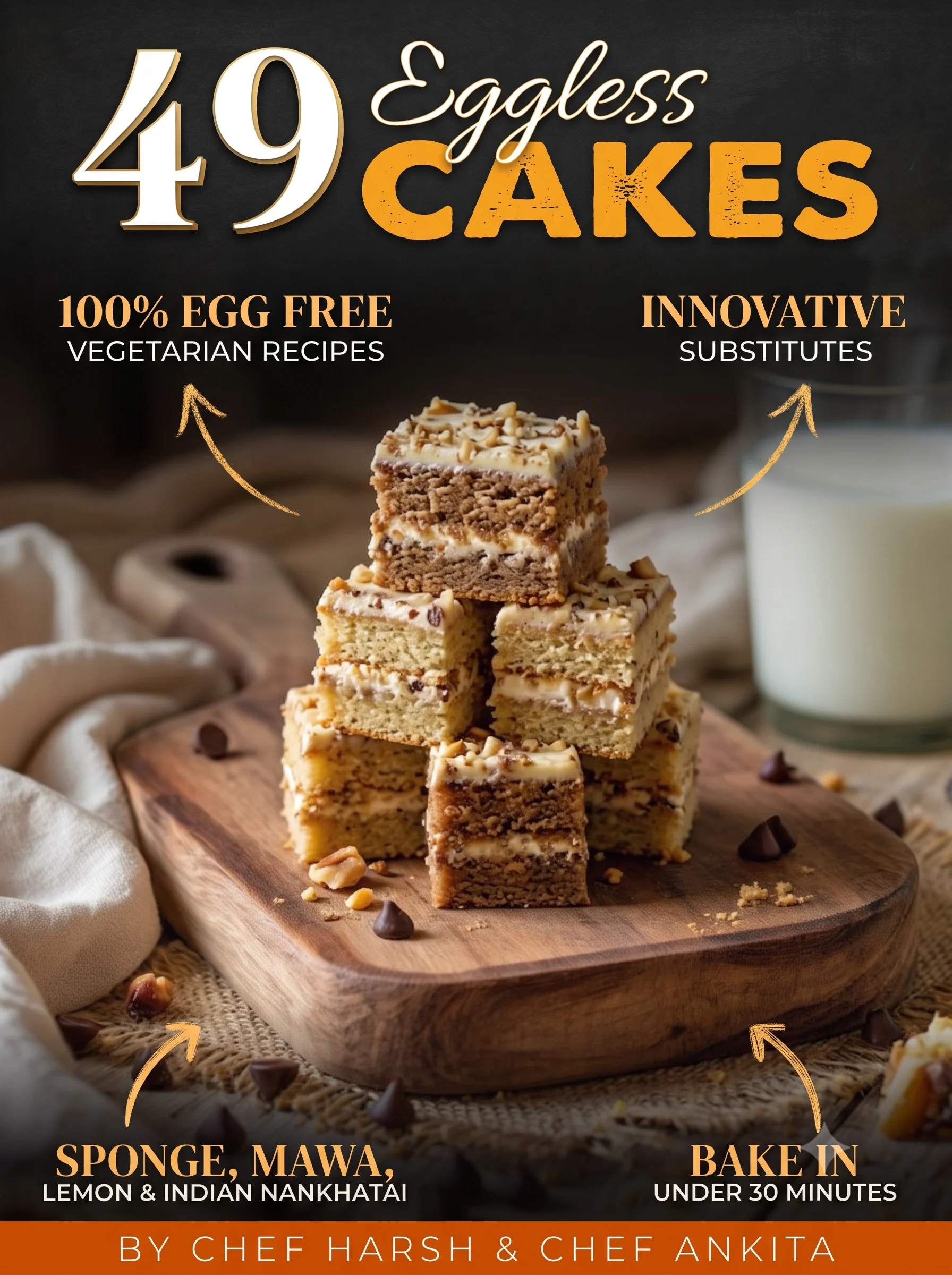 Page from the eggless bakery recipe collection showing included recipes